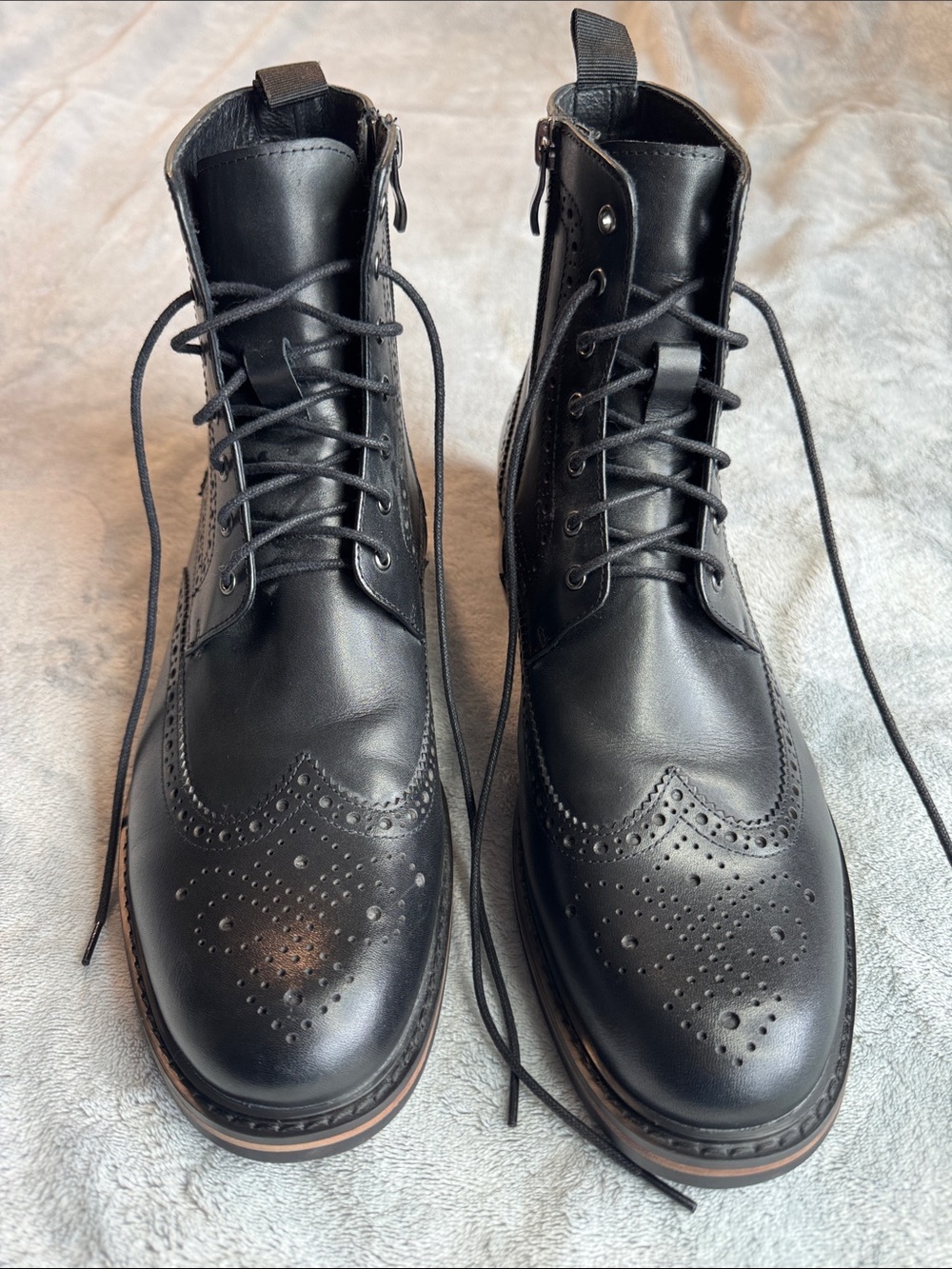 Zanzara Ives Wingtip Lace-Up Boot Black Size 9.5